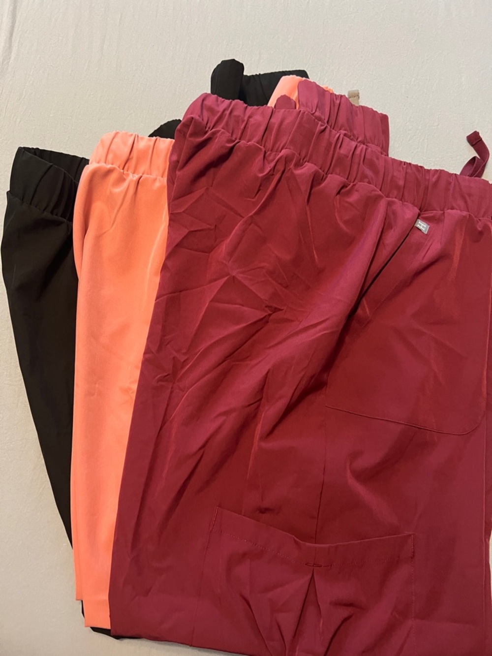 Hanes woman’s Elastic-Waist Bottoms - Black, Peach, Burgundy scrub pants